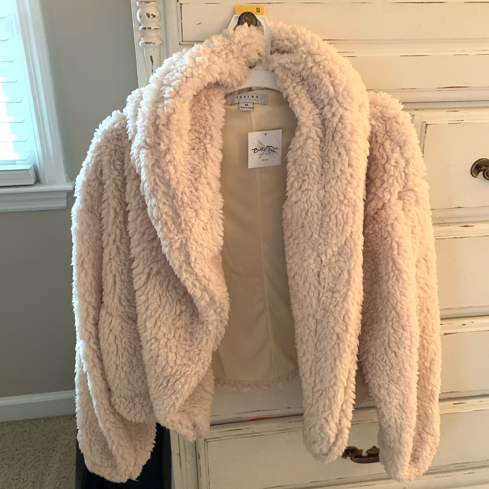 Fluffy cream white teddy jacket